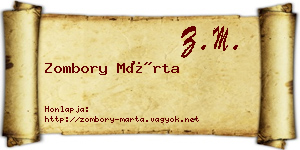 Zombory Márta névjegykártya